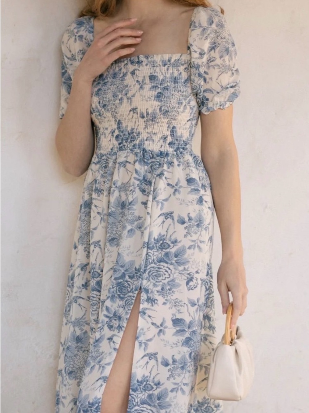 Morning Lavender Zoey Smocked Midi Dress